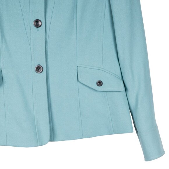 Tahari Arthur Levine Blazer 6 Womens Sea Green Buttons Pockets Career Casual - Picture 3 of 5
